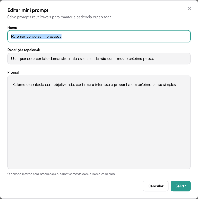 Formulário de edição de instrução