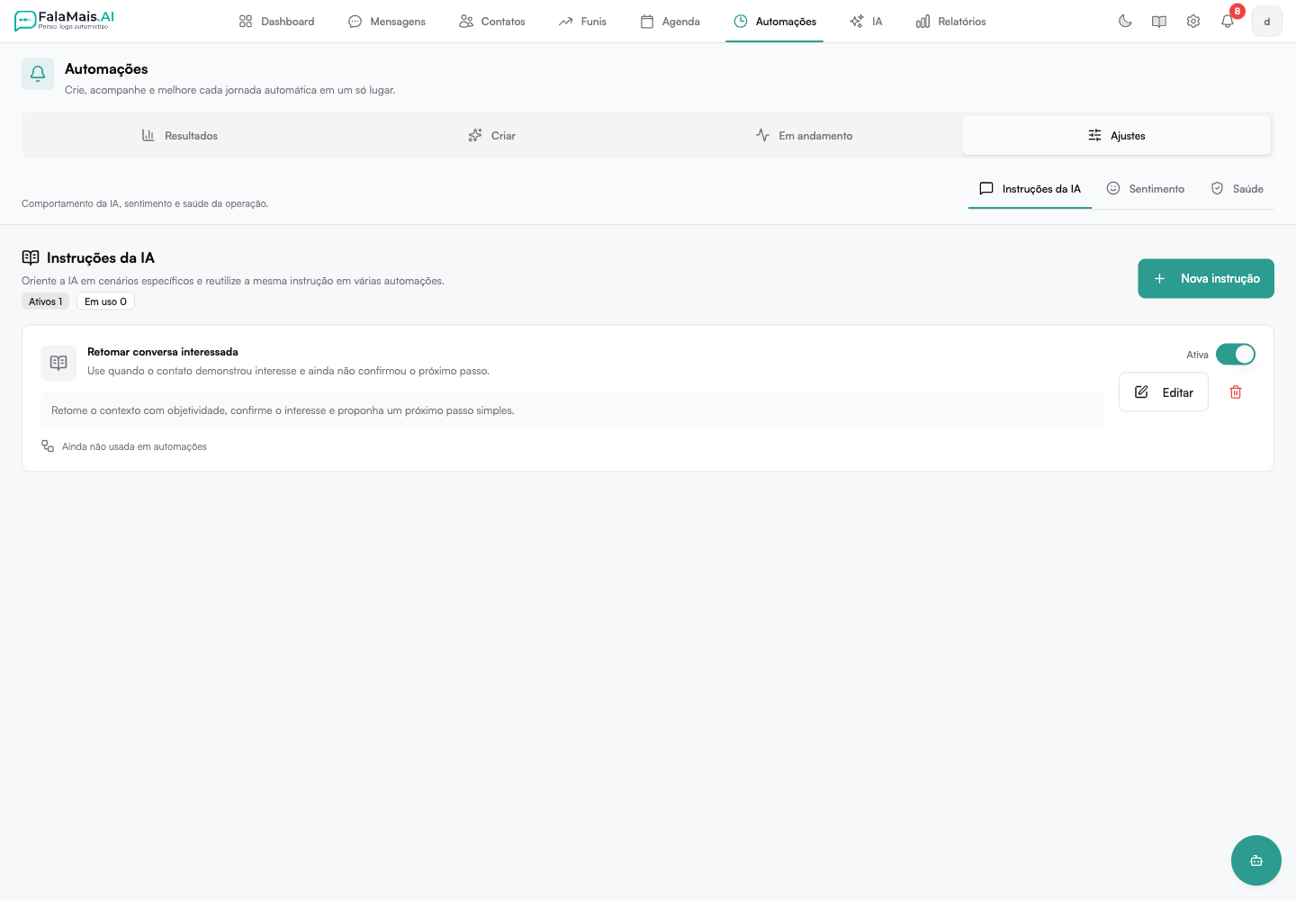 Lista de instruções da IA